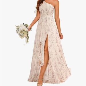 Elegant One-Shoulder Floral Dress